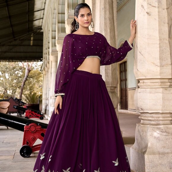GEORGETTE CO-ORD SET LEHENGA - Picture 2 of 6